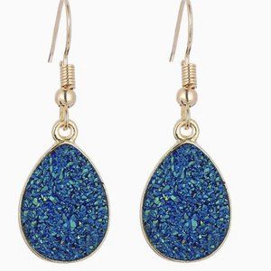 GORGEOUS DRUZY STONE WATER DROP EARRINGS